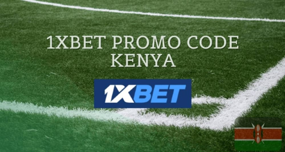 1xBet Promo Code Kenya text on football field.